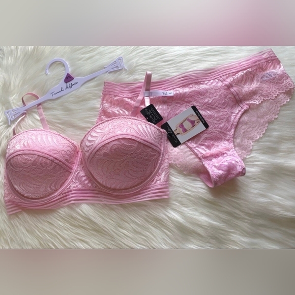 New French Affair Pink Pirouette Strapless Push Up Bra Panty Set 36C - Picture 3 of 3